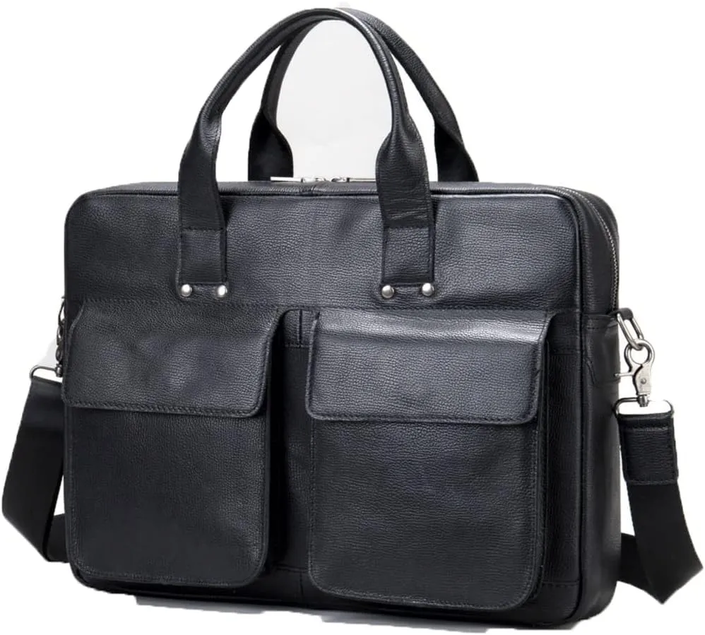 Men Genuine Leather Briefcase Convertible 15.6 Inch Messenger Bags Handbag Multifunctional Business Work Shoulder Bag