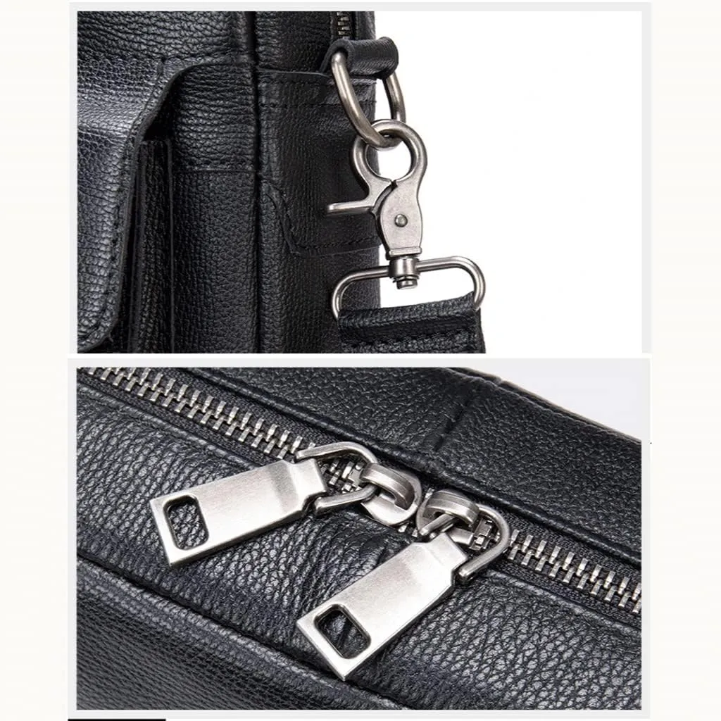 Men Genuine Leather Briefcase Convertible 15.6 Inch Messenger Bags Handbag Multifunctional Business Work Shoulder Bag