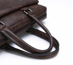 Men Leather Briefcase Convertible 13/14 Inch Laptop Messenger Bags Handbag Youth Business Work Shoulder Bag