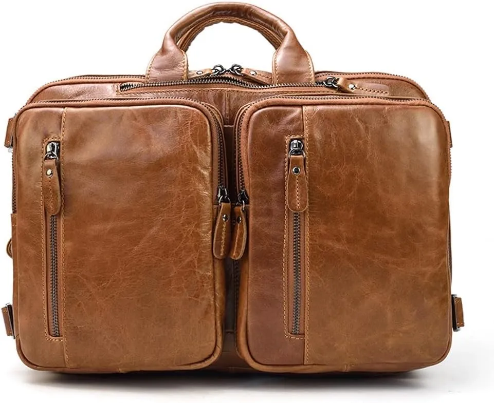 Men's Business Briefcase Soft Leather Men's Laptop Handbag Multifunctional Shoulder Messenger Bag Men's Handbag