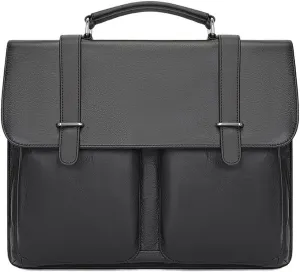 Men's Business Travel Briefcase Leather Handmade Messenger Bags Laptop Bag with Computer Compartment