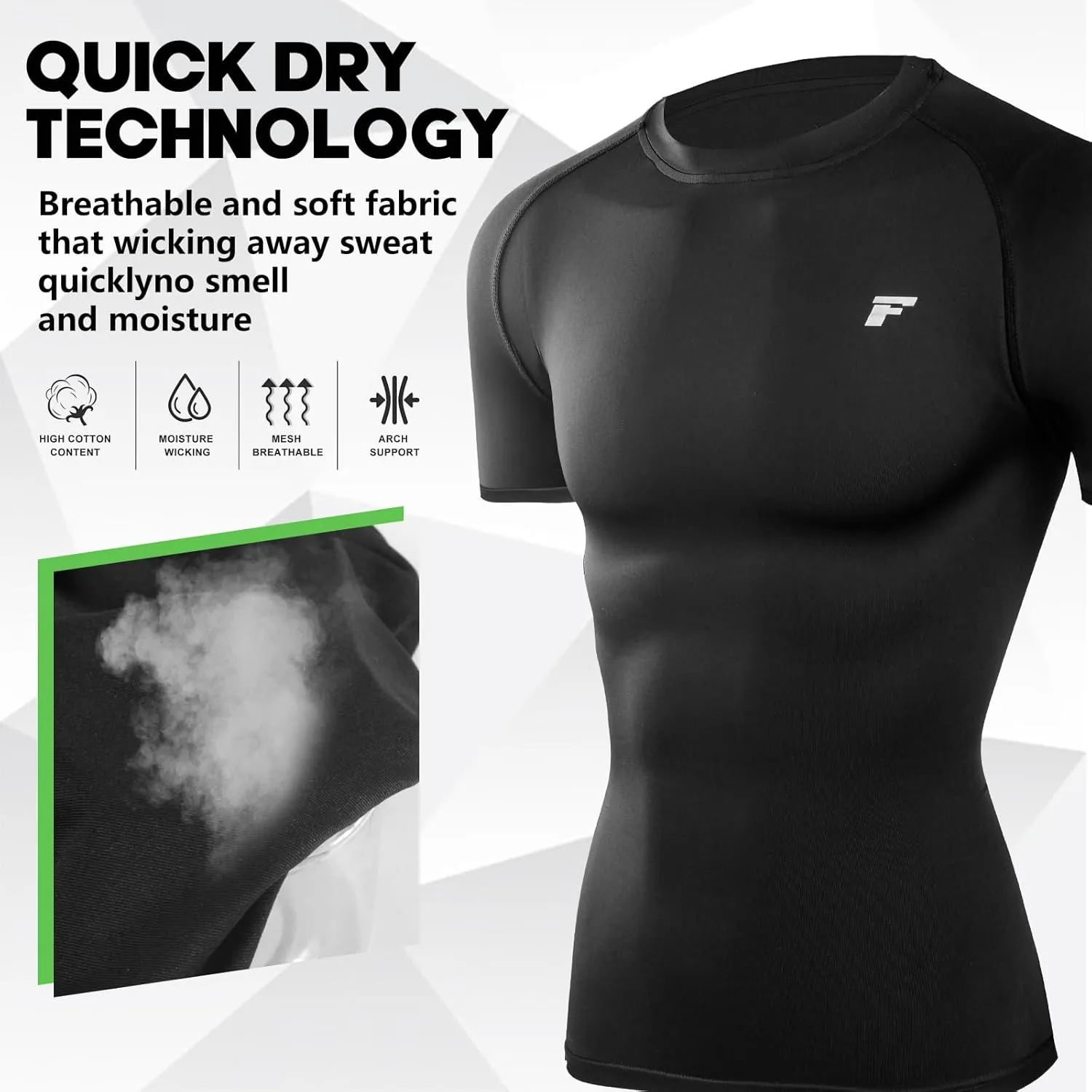 Men's Compression Quick Dry Short Shirts UPF 50  UV Sun Protection Workout Undershirts Weatherproof Rash Guard