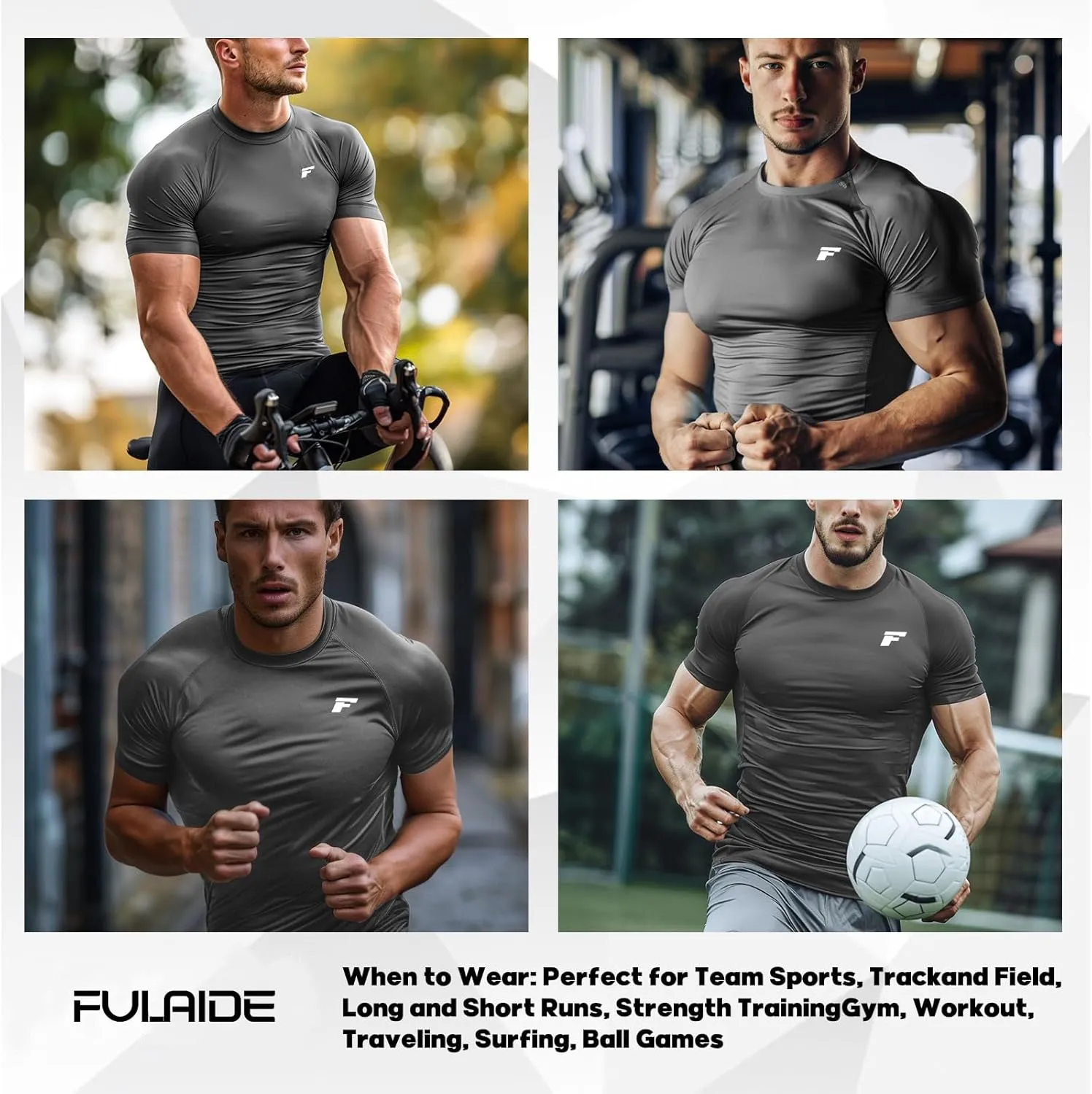 Men's Compression Quick Dry Short Shirts UPF 50  UV Sun Protection Workout Undershirts Weatherproof Rash Guard