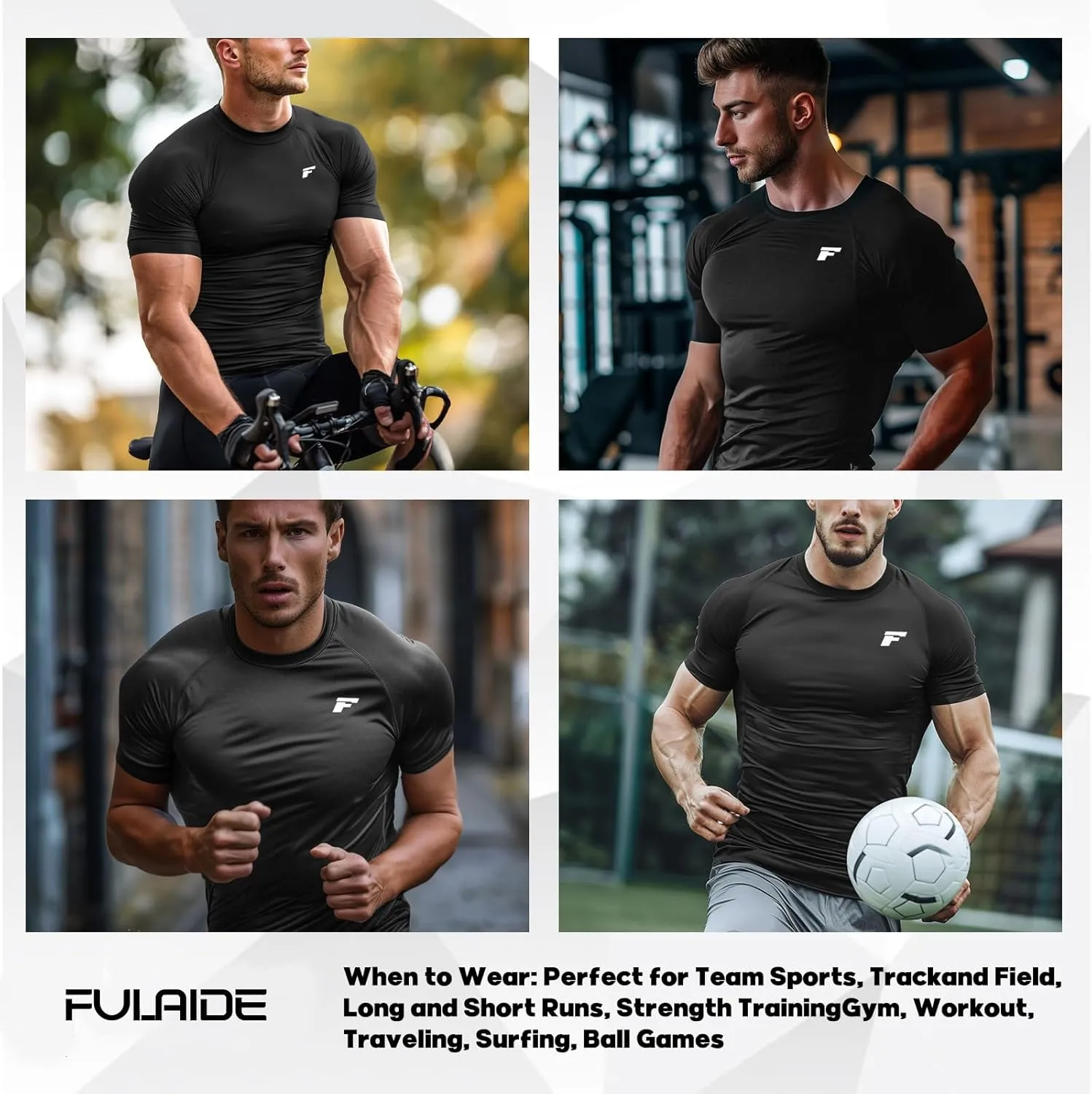 Men's Compression Quick Dry Short Shirts UPF 50  UV Sun Protection Workout Undershirts Weatherproof Rash Guard