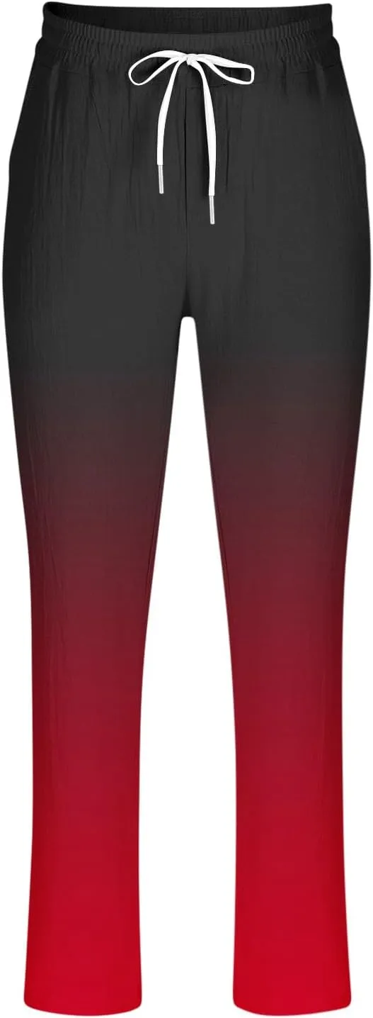 Mens Ombr Gradient Jogger Pants with Drawstring Elastic Relax Casual Sweatpants for Men Side Pockets Lounge Travel