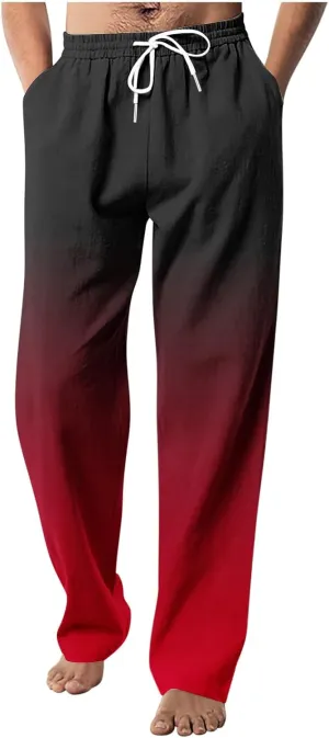 Mens Ombr Gradient Jogger Pants with Drawstring Elastic Relax Casual Sweatpants for Men Side Pockets Lounge Travel