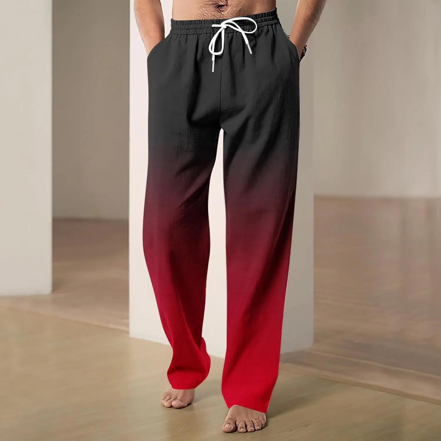 Mens Ombr Gradient Jogger Pants with Drawstring Elastic Relax Casual Sweatpants for Men Side Pockets Lounge Travel