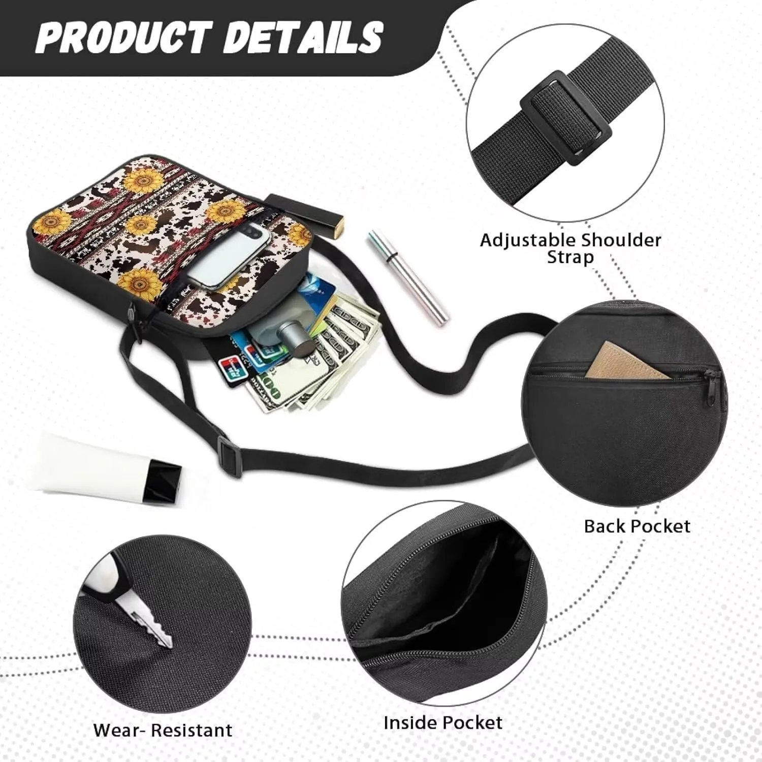Messenger Bags for Travel Crossbody Shoulder Bags with Pockets Custom Satchel Bag for Phone