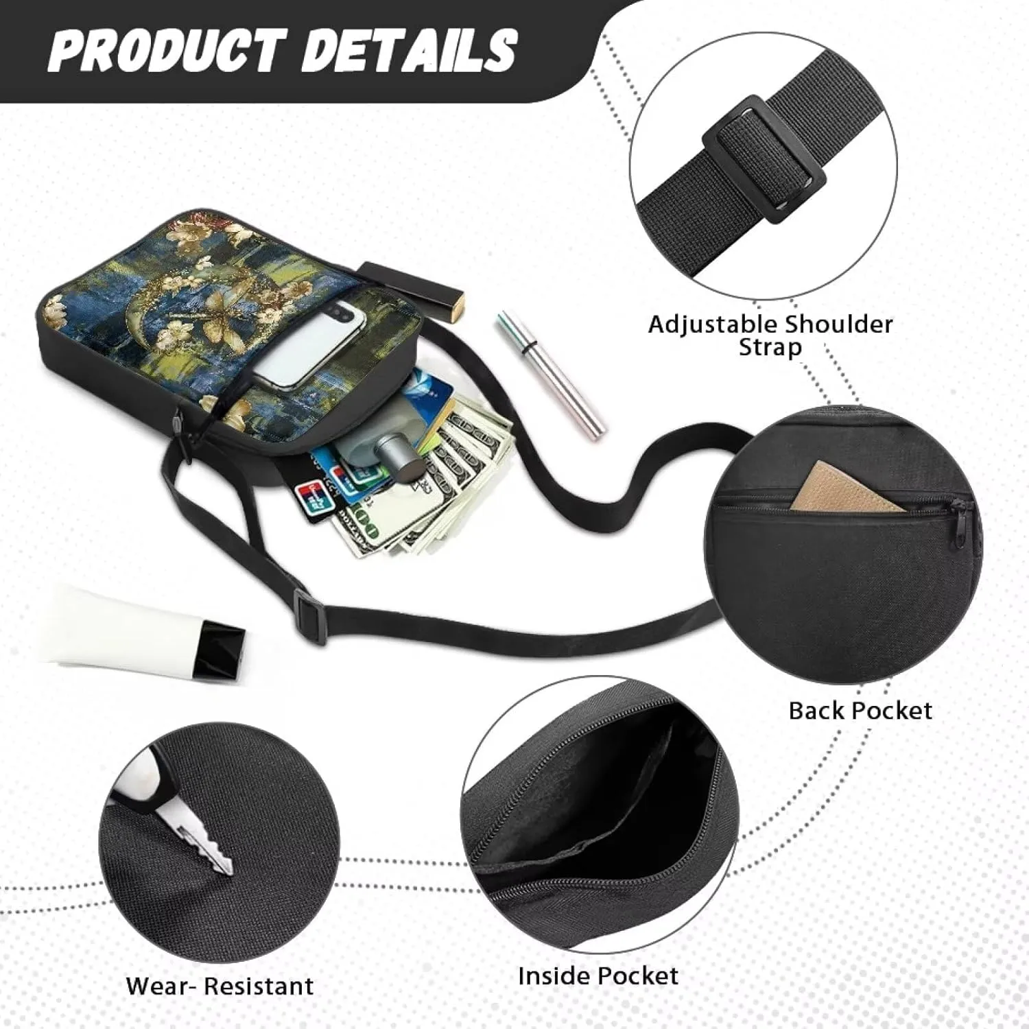 Messenger Bags for Travel Crossbody Shoulder Bags with Pockets Custom Satchel Bag for Phone