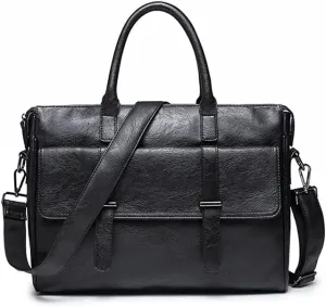 Messenger Bags Men's Business Office Briefcase Brand Leather Handbag Designer Computer Laptop Bag Solid Casual Shoulder Bags Large Black