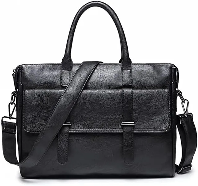 Messenger Bags Men's Business Office Briefcase Brand Leather Handbag Designer Computer Laptop Bag Solid Casual Shoulder Bags Large Black