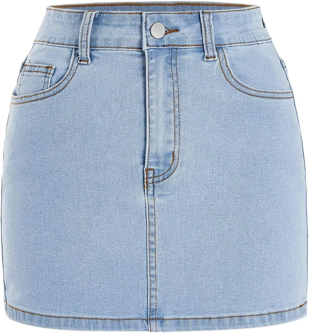 Milumia Women's Bow Knot High Waist Denim Skirt Bodycon Casual Jean Skirts