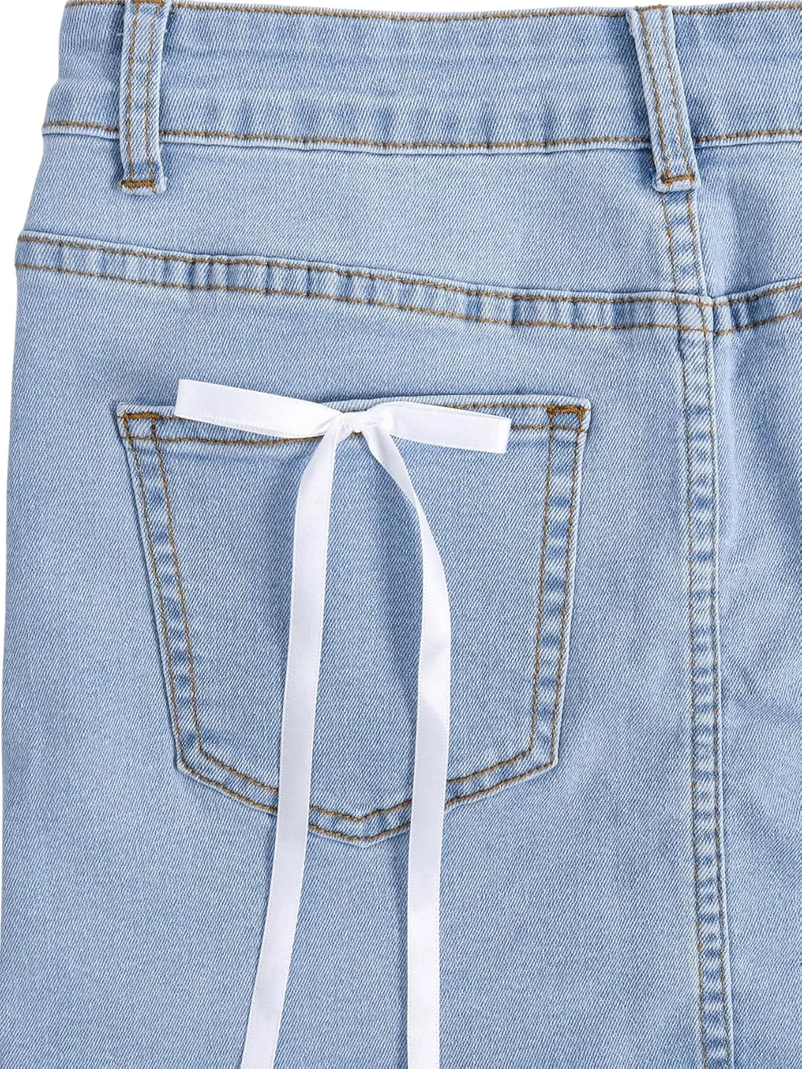 Milumia Women's Bow Knot High Waist Denim Skirt Bodycon Casual Jean Skirts