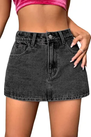 Mini Denim Skort for Women High Stretchy, Low Waist Jean Skort Mini Skirt Shorts Casual Trendy Summer