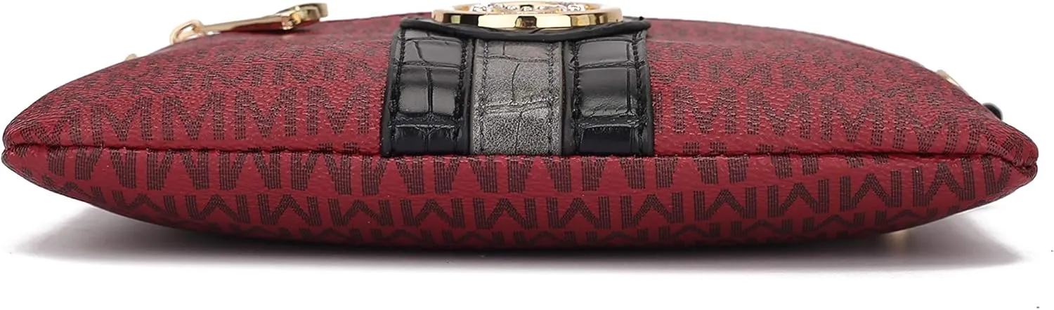MKF Crossbody Bag for Women, Wristlet Strap  PU Leather Shoulder Handbag  Small Pocketbook Messenger Purse Black