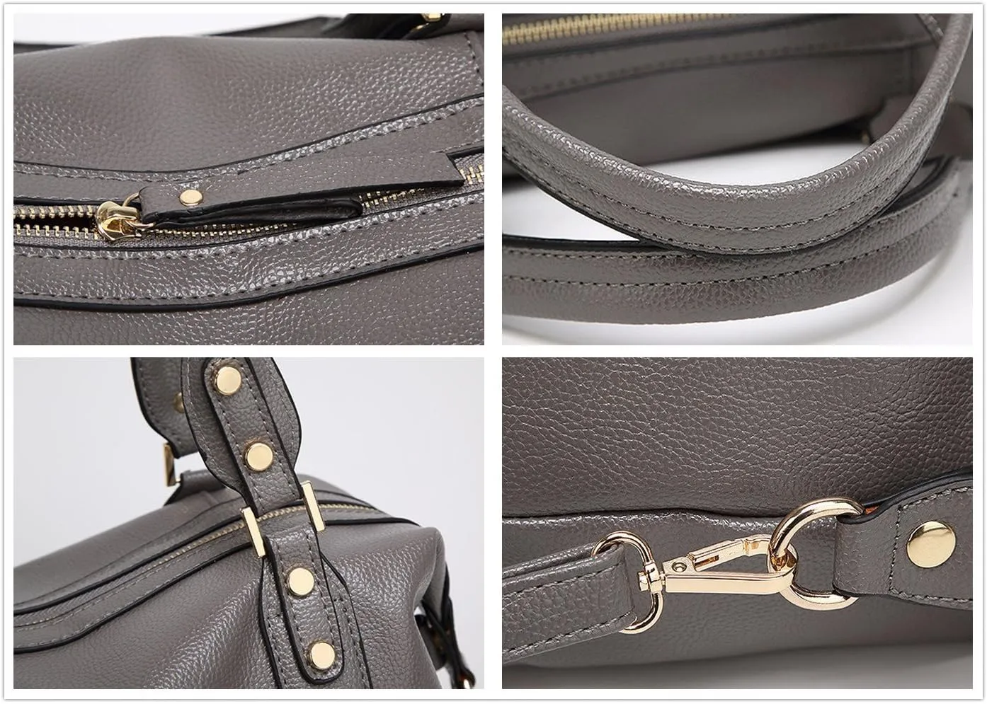 Mn&Sue Spacious Women Fashion Barrel Bag Pebbled PU Leather Handbag Roomy Shoulder Satchel
