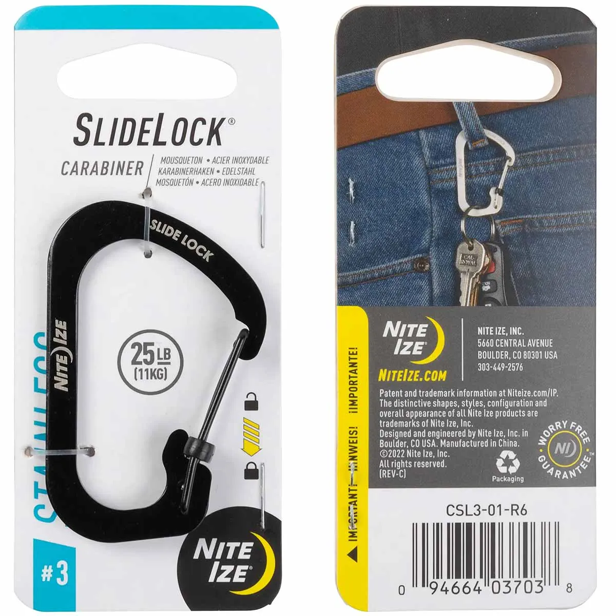 Nite Ize Slidelock Carabiner Stainless Steel Black #3