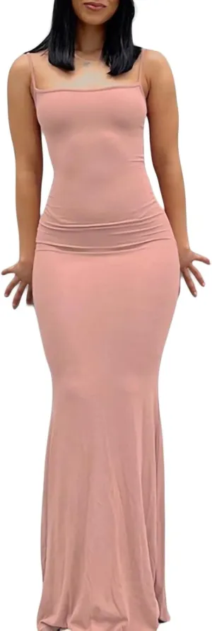 NUFIWI Women Sexy Hollow Out Maxi Dress Spaghetti Strap Low Cut Cami Dress Bodycon Summer Beach Party Formal Sundress