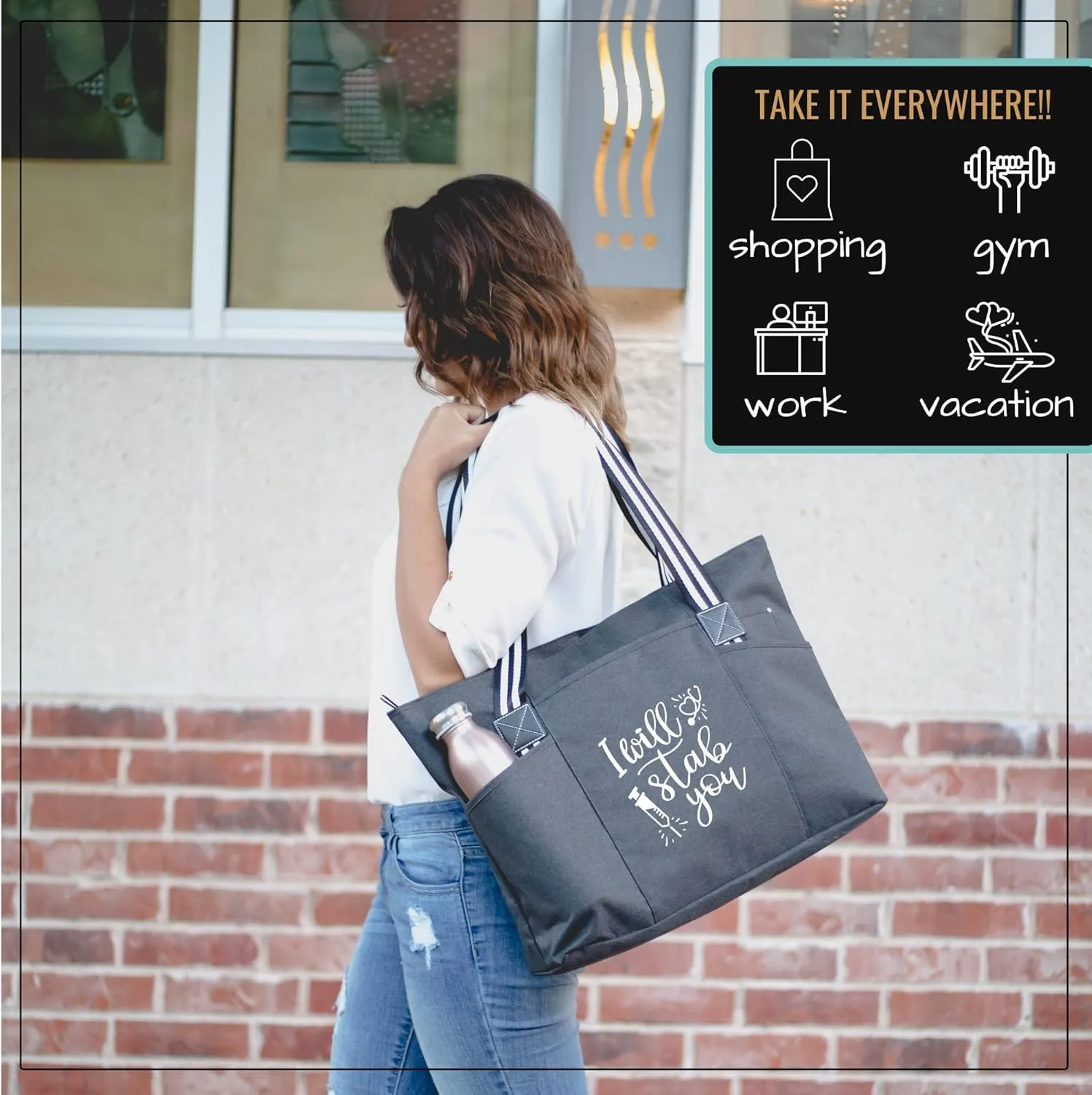 Nurse Tote Bag for Work - Christmas Gifts for Women Large Nursing Bag with Zipper, Pockets & Reliable Straps - Spacious Bag