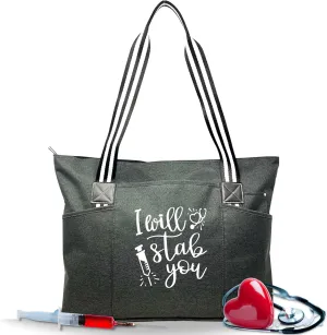 Nurse Tote Bag for Work - Christmas Gifts for Women Large Nursing Bag with Zipper, Pockets & Reliable Straps - Spacious Bag