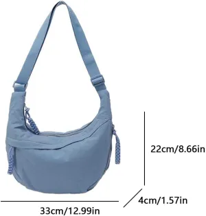 Nylon Crescent Crossbody Bag for Women - Slouchy Dumpling Shoulder Purse, Spacious Sling Hobo Bag for Travel & Casual Outfits