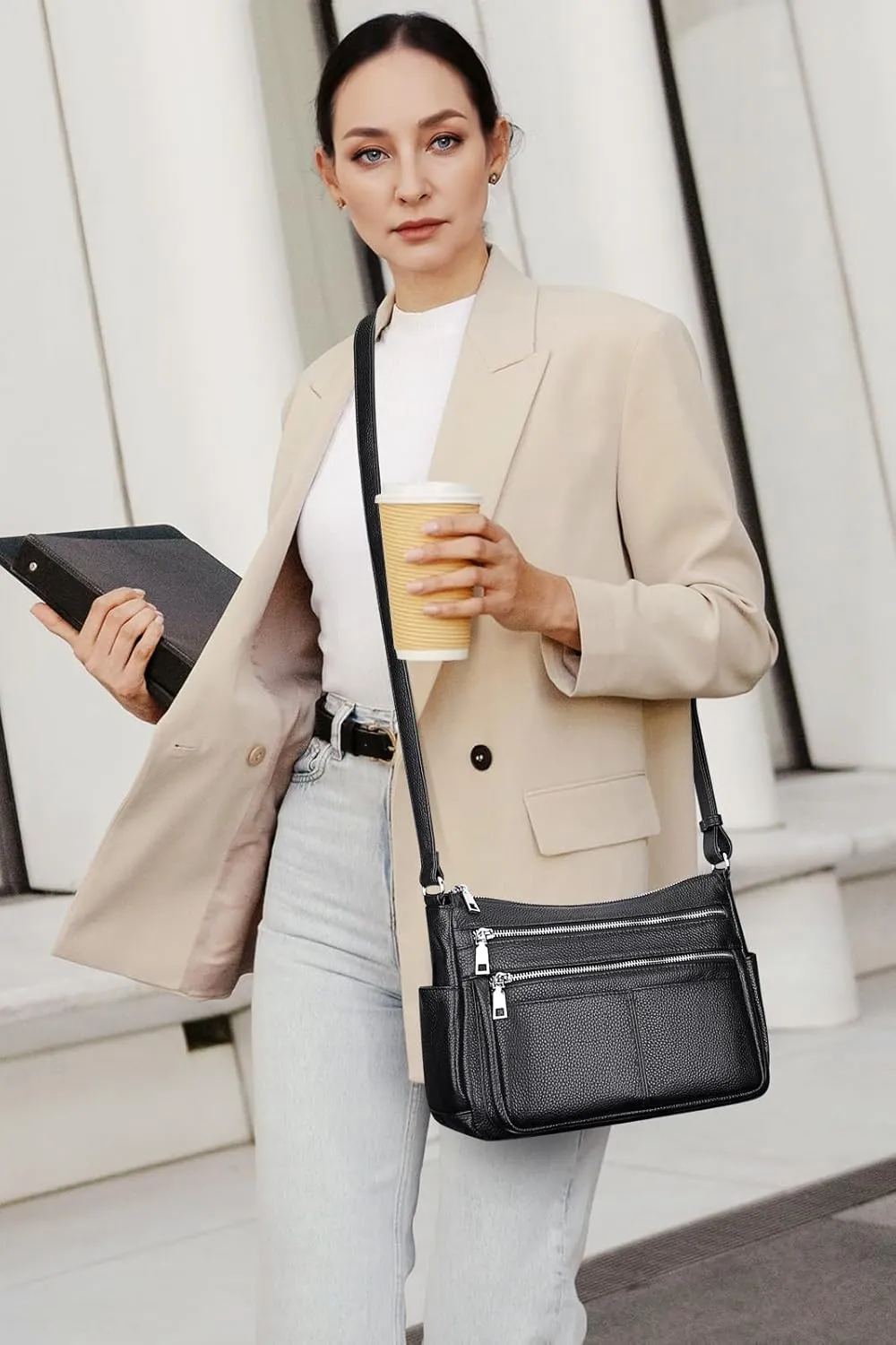 Over Earth Genuine Leather Crossbody Bag for Women Soft Multi Pockets Messenger Bags Ladies Purses and Handbags