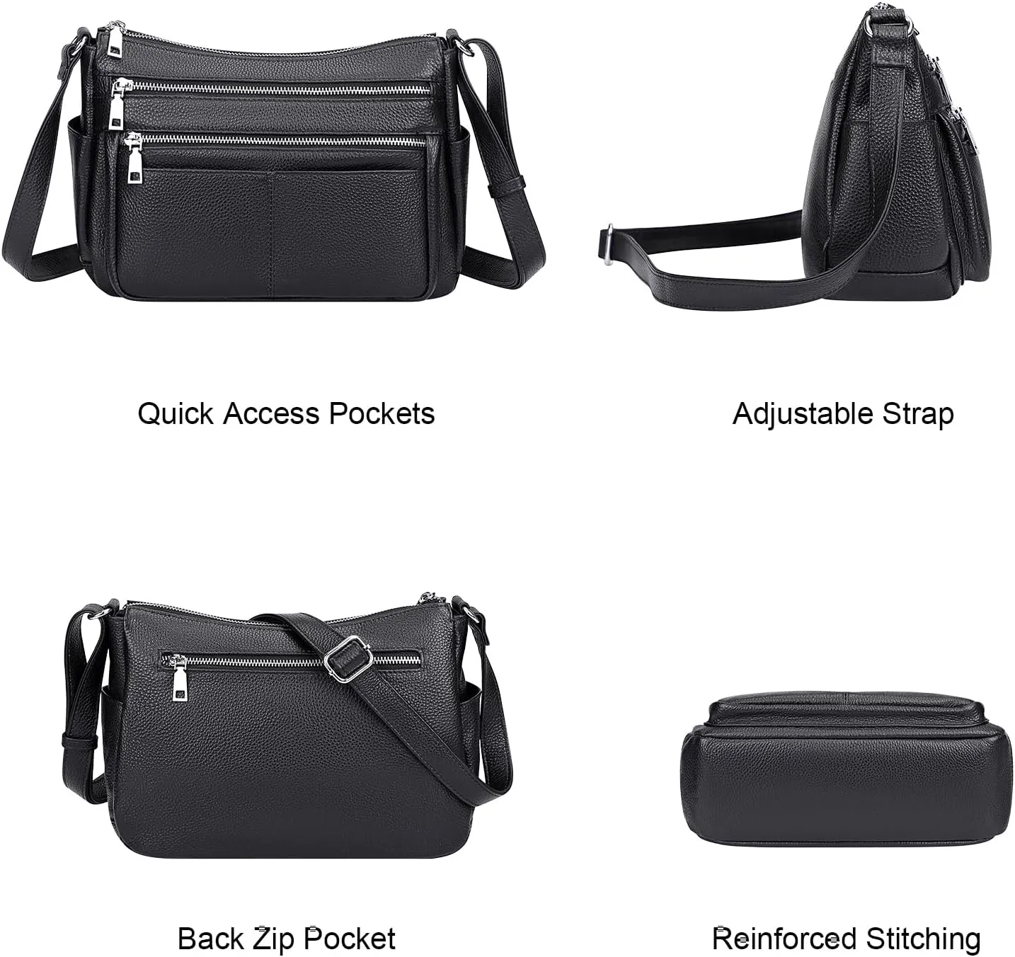 Over Earth Genuine Leather Crossbody Bag for Women Soft Multi Pockets Messenger Bags Ladies Purses and Handbags