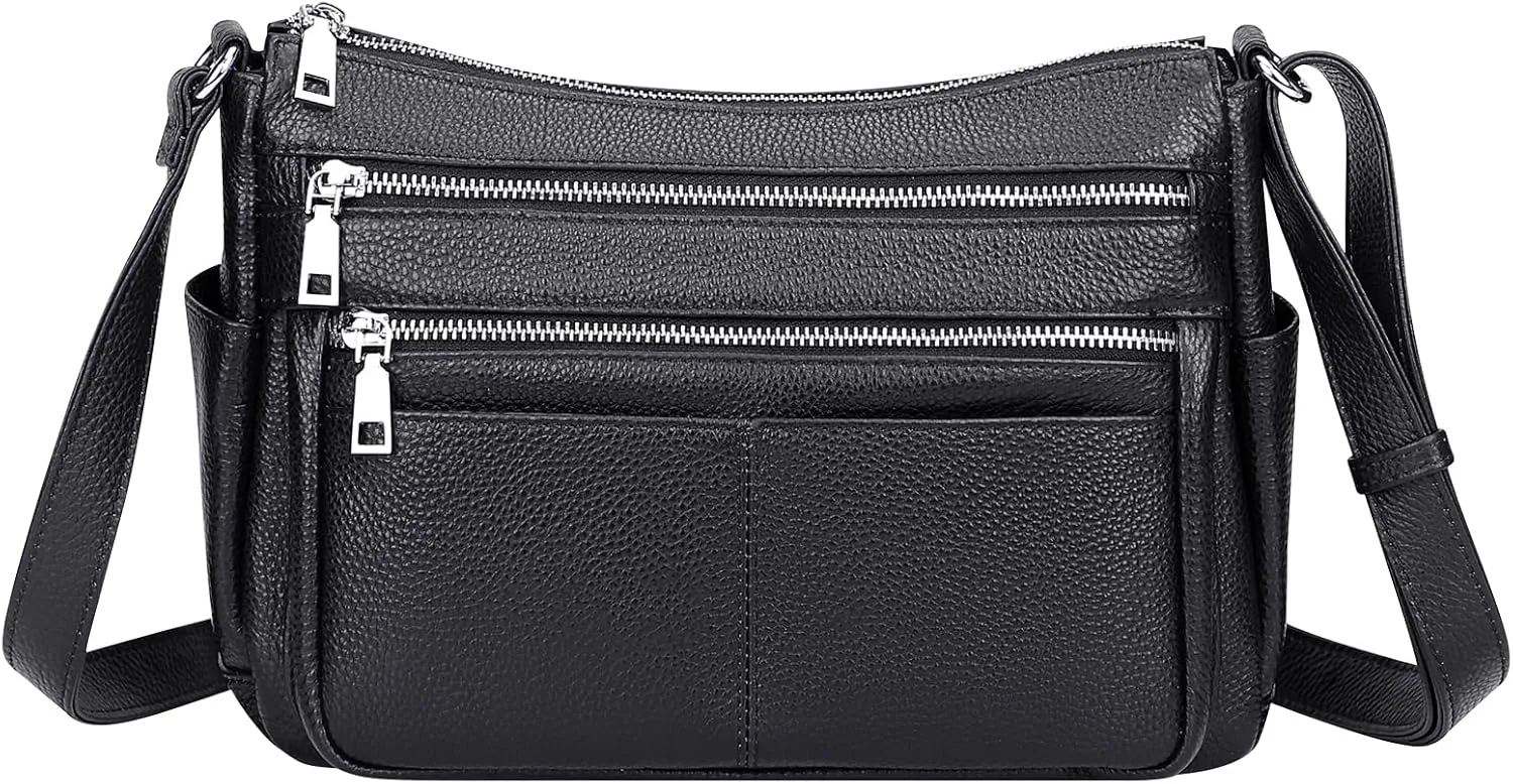 Over Earth Genuine Leather Crossbody Bag for Women Soft Multi Pockets Messenger Bags Ladies Purses and Handbags