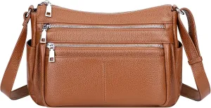Over Earth Genuine Leather Crossbody Bag for Women Soft Multi Pockets Messenger Bags Ladies Purses and Handbags