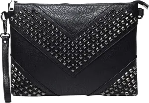 Oversized Clutch Bag Purse Women PU Leather Crossbody Shoulder Bags Studded Wristlet Handbag Rivet Envelope Clutches