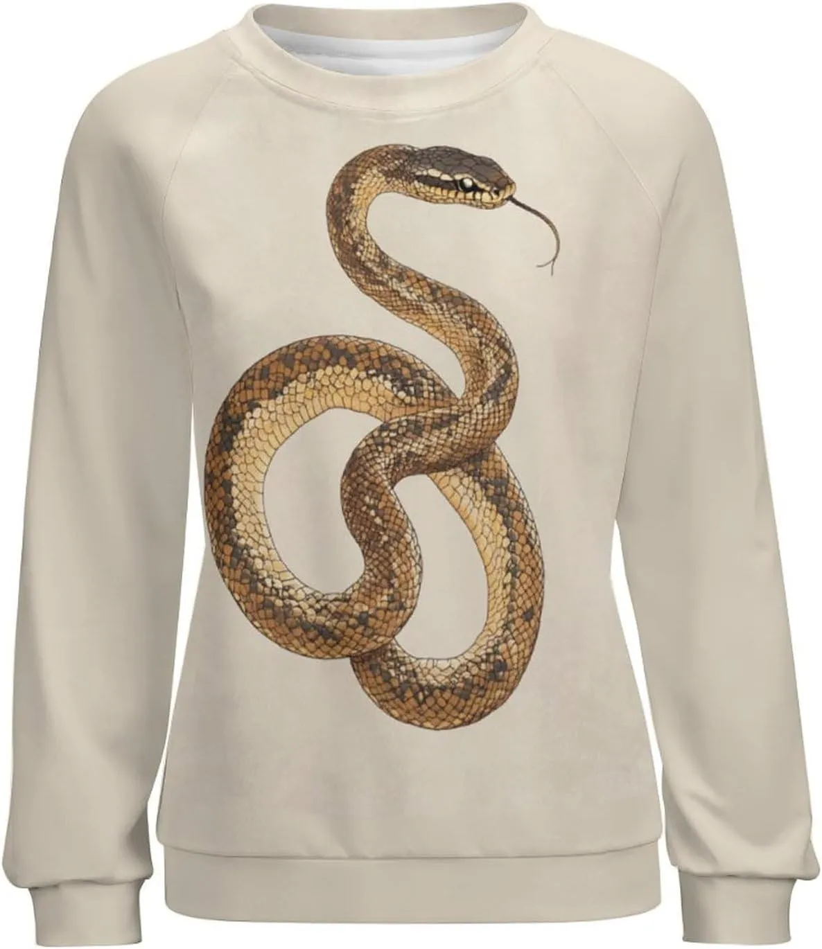 Oversized Crewneck Snake Print Sweatshirt for Women Graphic Long Sleeve Shirts Casual Pullover Trendy Tops