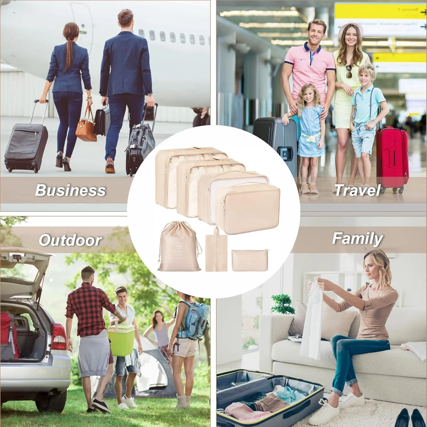 Packing Cubes 7 Set Travel Cubes for Suitcases Lightweight Luggage Packing Orginzers