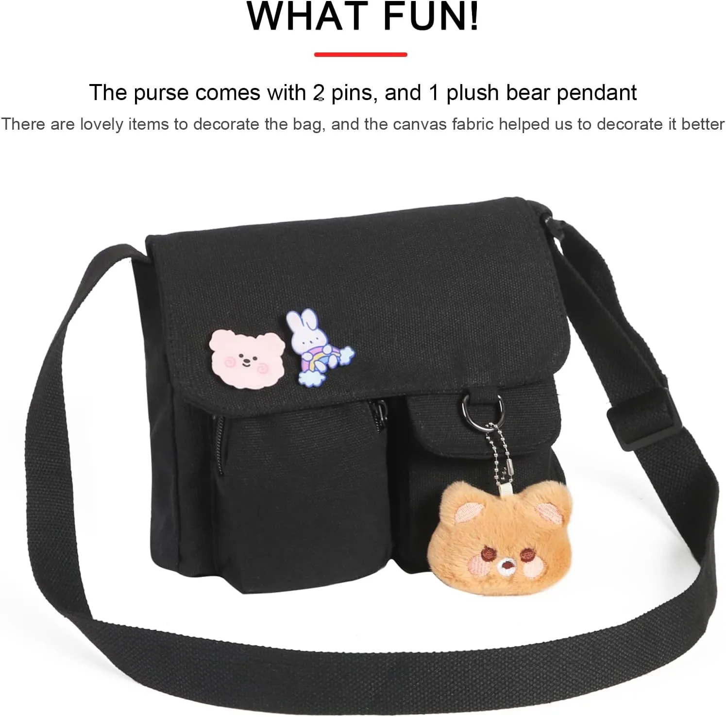 Phaoullzon Kawaii Crossbody Bag Cute Messenger Bags Canvas Shoulder Purse Gifts for Teens