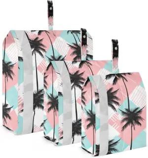 Pink Palm Trees Packing Cubes for Travel 3 Set Compression Bags Luggage Bags for Woman Man