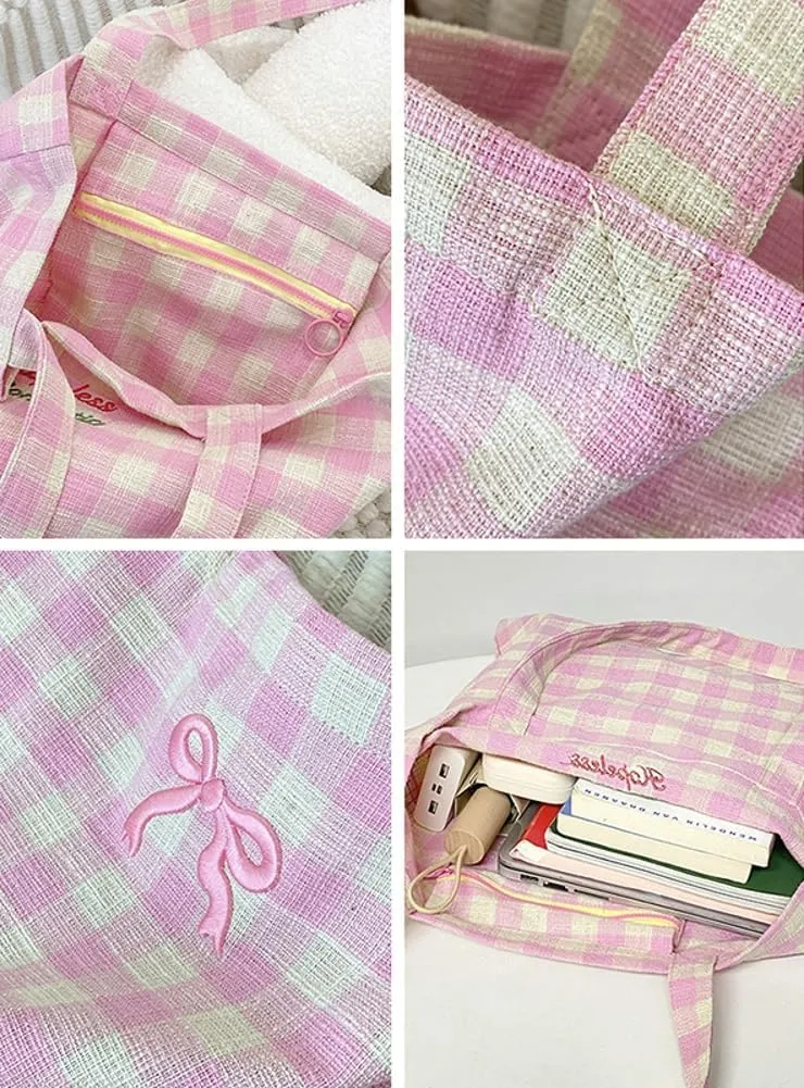 Plaid Tote Bags for Women Canvas Hobo Bags for Women Travel Tote Bag Cute Handbag Gym Bag Shoulder Bag for Work Travel