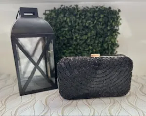 Plus black canutillo clutch bag