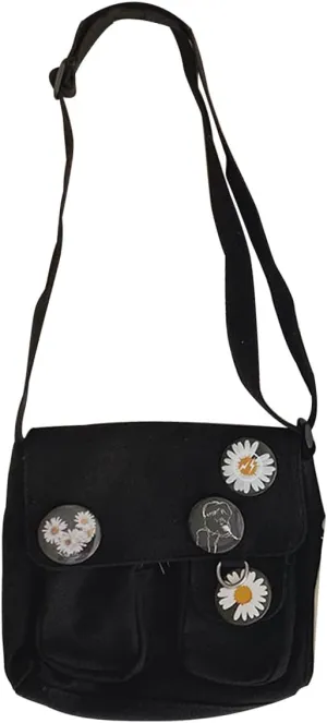 PORRASSO Casual Crossbody Bag Women Canvas Shoulder Bag Satchel Ladies Messenger Bag for Work Travel Daily Use Black A