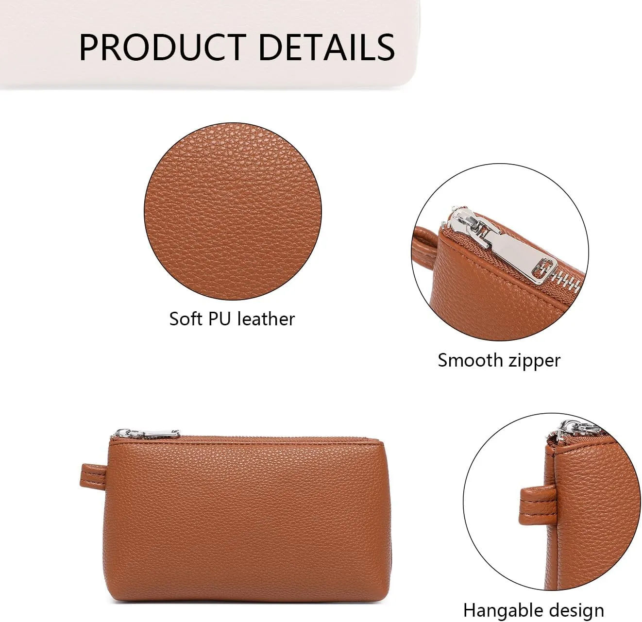 PU Leather Makeup Simple and Convenient Handbag Small Exquisite Storage Bag (Pu/Saddle Brown)