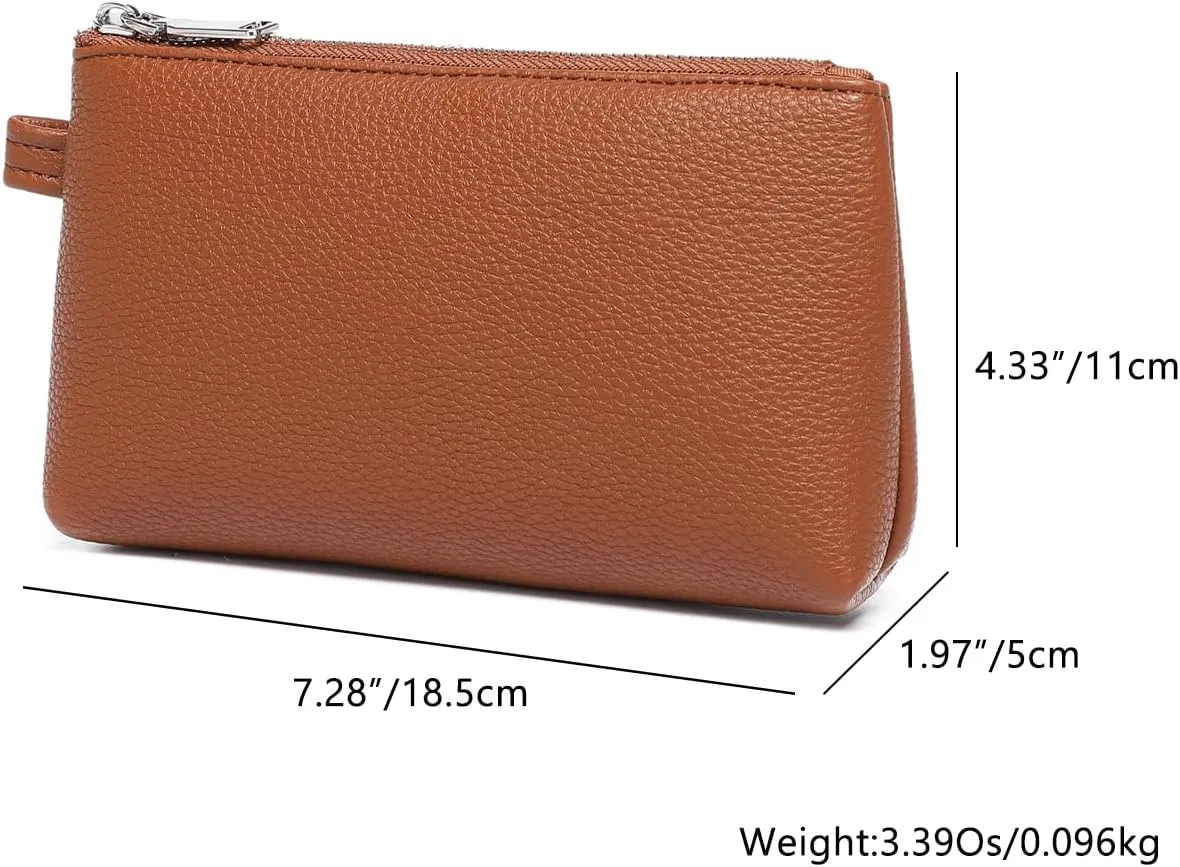 PU Leather Makeup Simple and Convenient Handbag Small Exquisite Storage Bag (Pu/Saddle Brown)