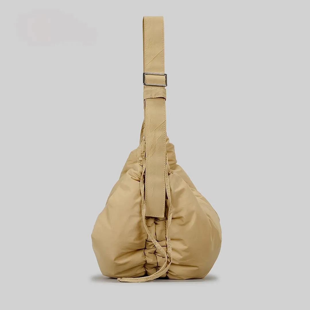 Puffer Crescent Bag for Women Nylon Padded Luna Shoulder Bag Hobo Purse Lightweight Shoulder Handbag