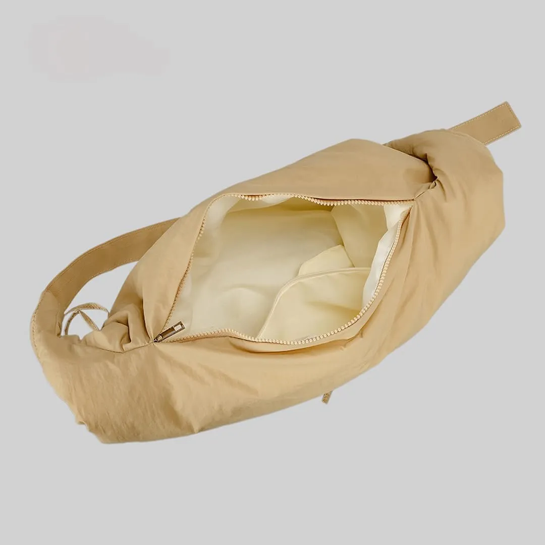 Puffer Crescent Bag for Women Nylon Padded Luna Shoulder Bag Hobo Purse Lightweight Shoulder Handbag