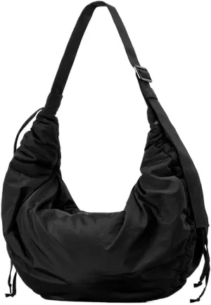 Puffer Crescent Bag for Women Nylon Padded Luna Shoulder Bag Hobo Purse Lightweight Shoulder Handbag