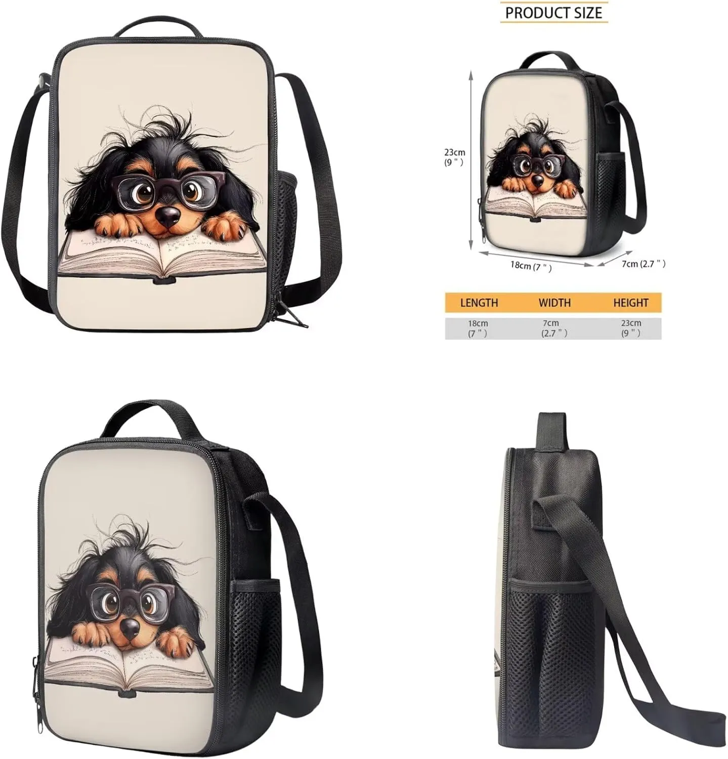 Puppy Kids Backpacks for Girls Boys Book Bags Large Lightweight 17 inch 4 Pcs Book Bag with Two Compartments Set Convenient Enhancing Learning Experience Suit Elementary Middle School