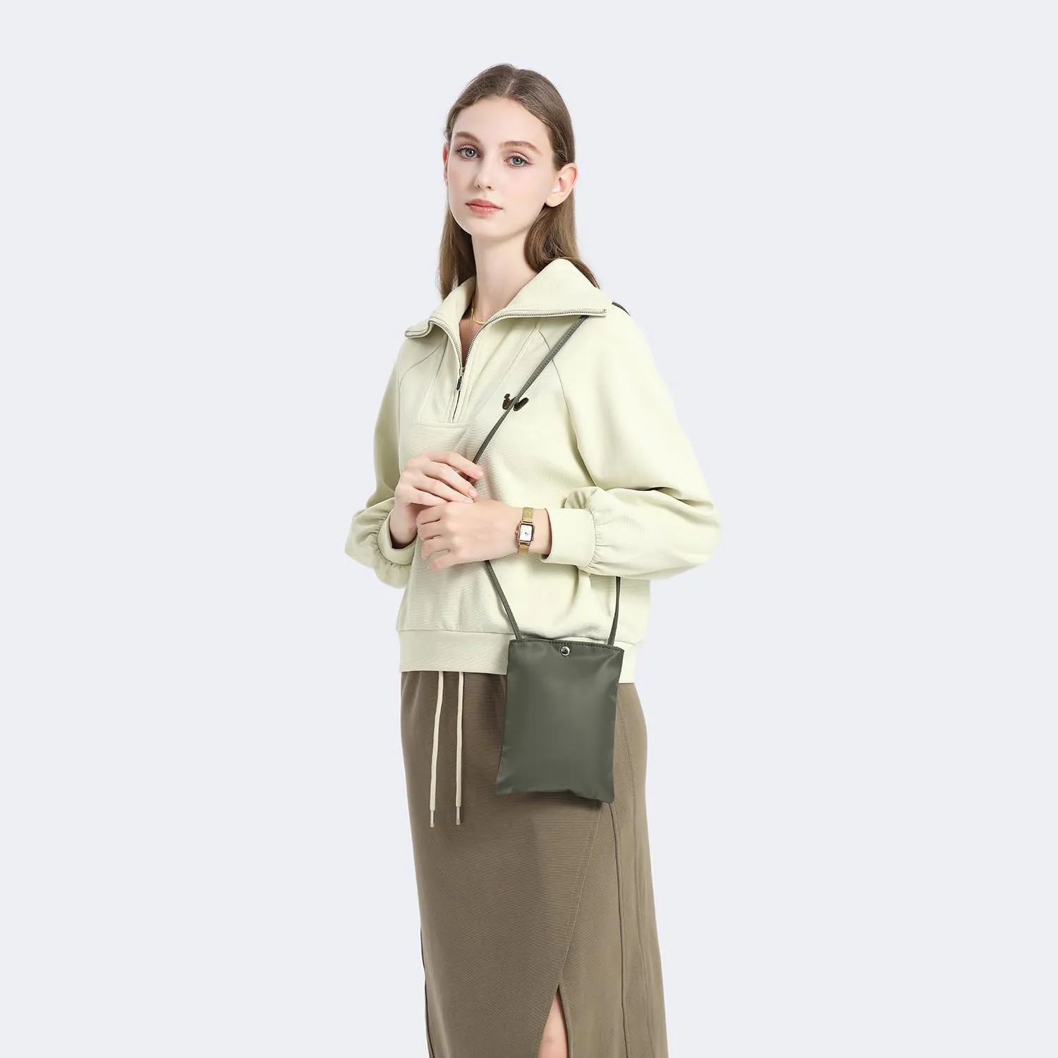 Pure Nylon Mobile Phone Bag Mini Cloth Bag ins Style Japanese Simple and Versatile Messenger Small Square Bag