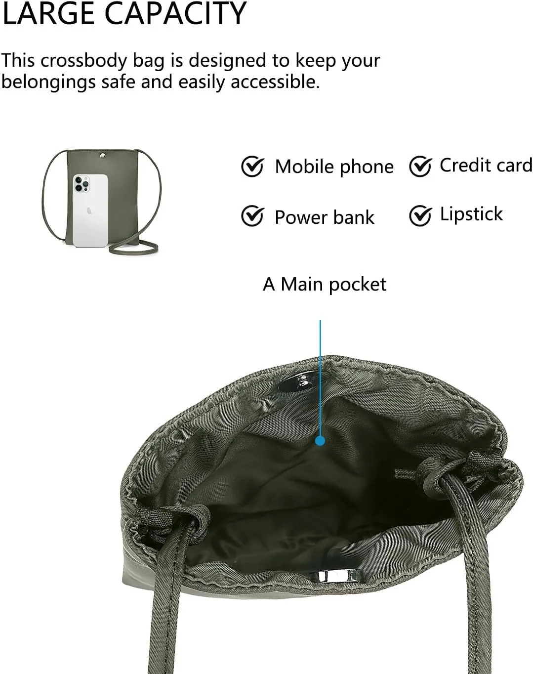 Pure Nylon Mobile Phone Bag Mini Cloth Bag ins Style Japanese Simple and Versatile Messenger Small Square Bag