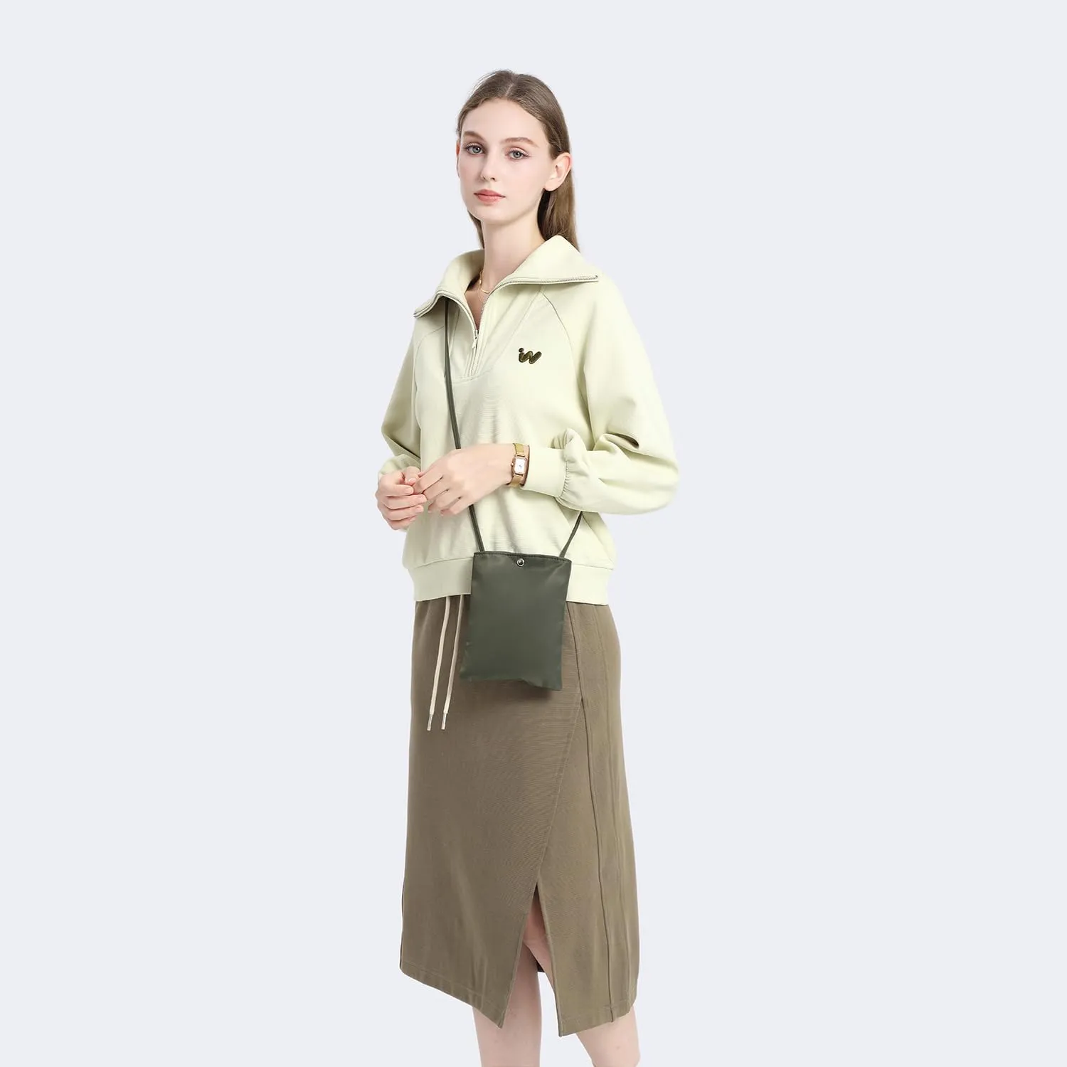 Pure Nylon Mobile Phone Bag Mini Cloth Bag ins Style Japanese Simple and Versatile Messenger Small Square Bag