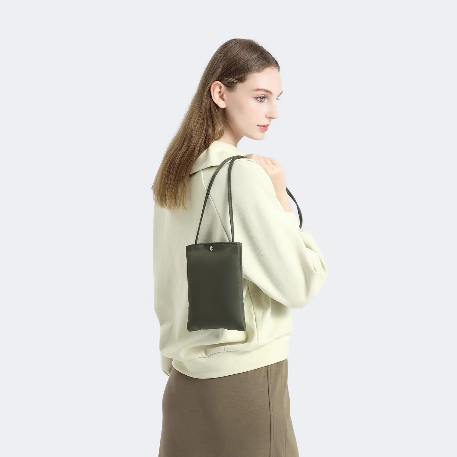 Pure Nylon Mobile Phone Bag Mini Cloth Bag ins Style Japanese Simple and Versatile Messenger Small Square Bag