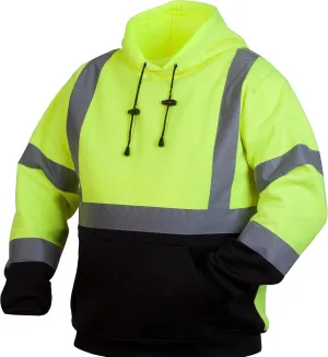 Pyramex Safety Pullover Sweatshirt With Black Bottom Hi Vis Lime,Extra Large