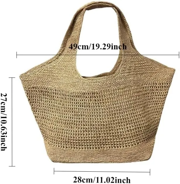 Raffia Straw Woven Totes Shoulder Crossbody Bag Handbag Hobo Hollow Beach Vacation Seaside Crochet Versatile Purse Chic