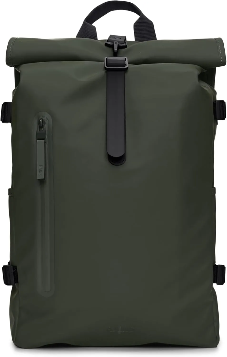 RAINS Rolltop Rucksack Large  Waterproof, Cycle-Ready, with Laptop Pocket and Chest Strap for Secure, Weatherproof Travel (Green)